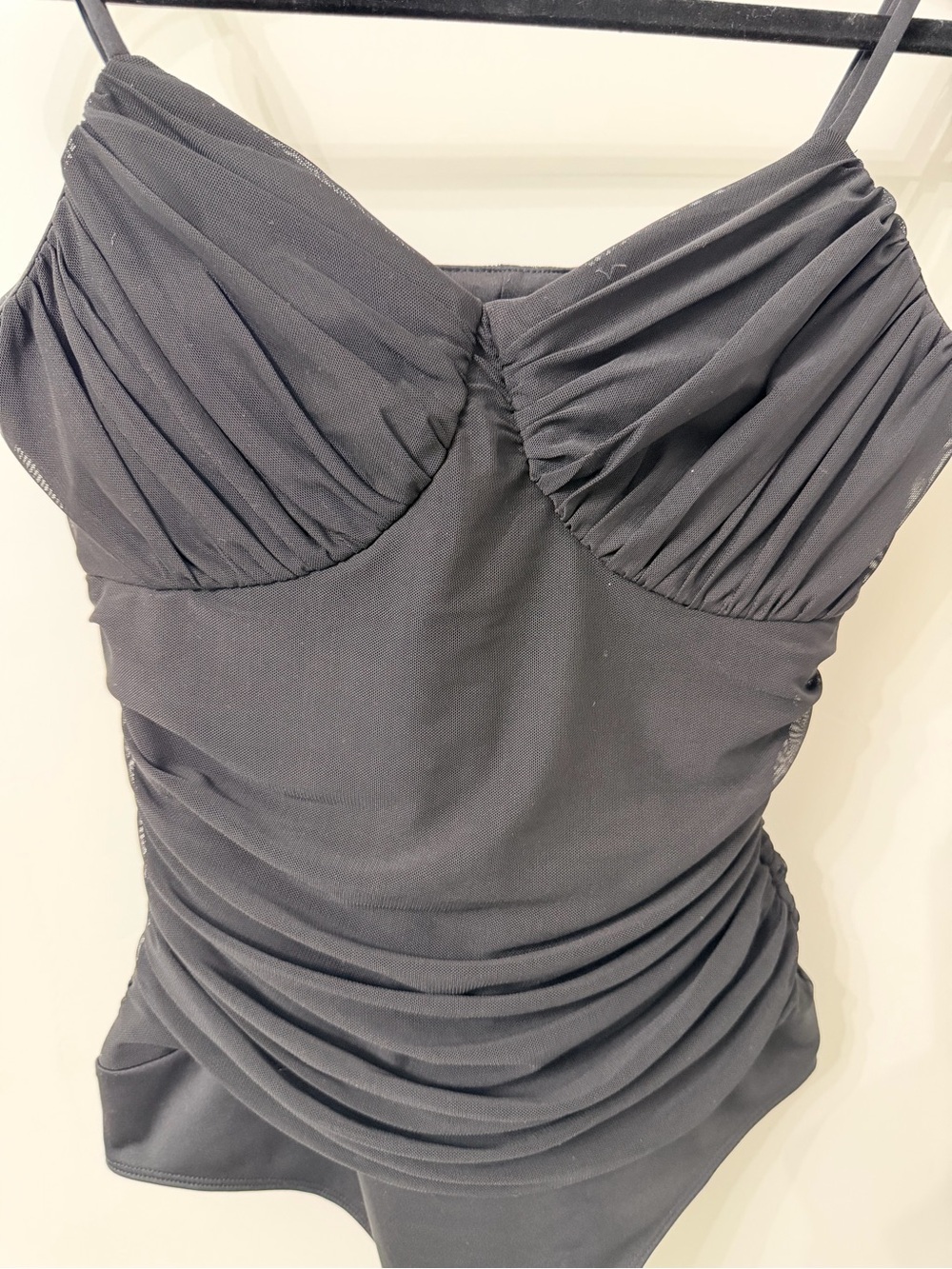 Express Body Contour Black Ruched Bodysuit